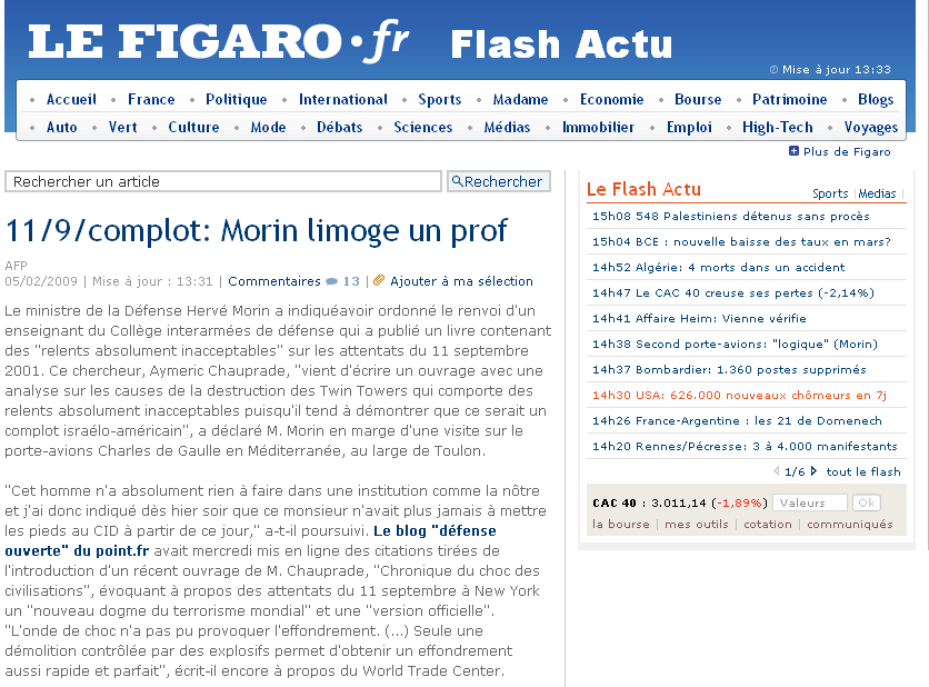 Chauprade ongédié, article du Figaro